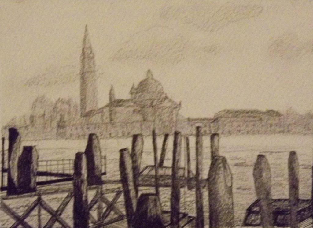 Panorama of Venice - Ink on paper by Andrea Kucza Andipainting