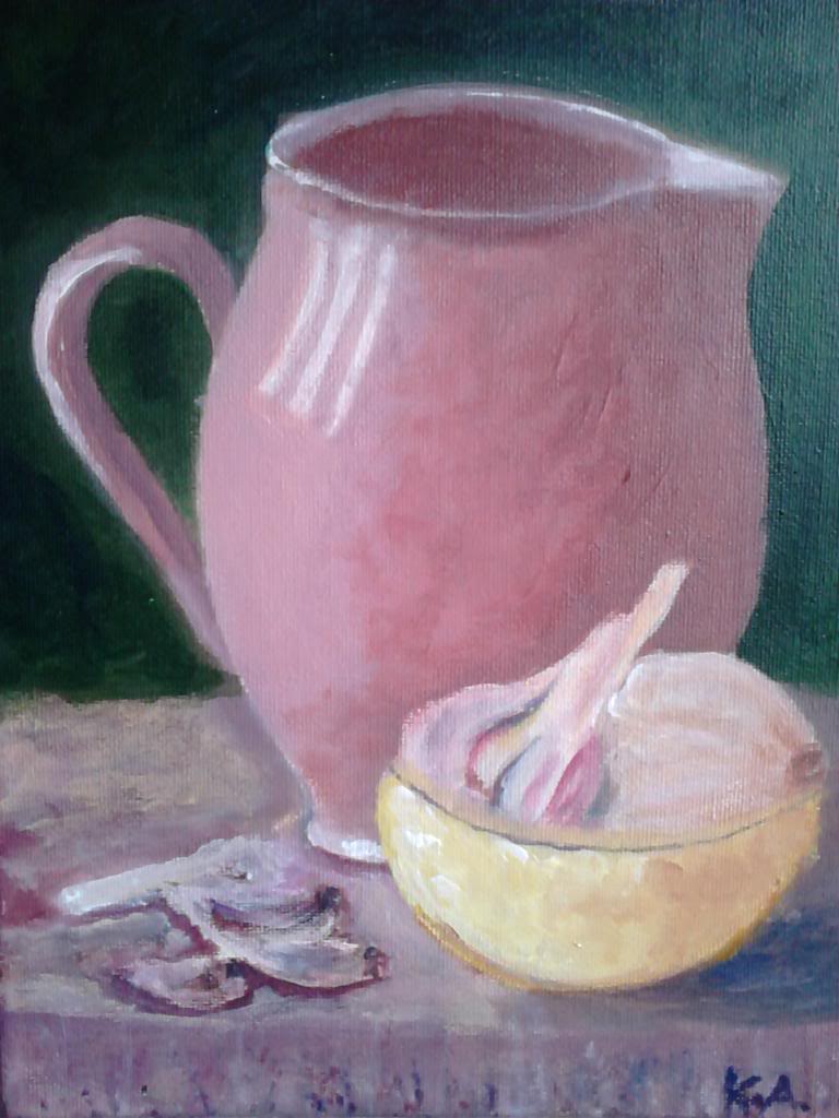 Still life with the jug and garlic, after Will Kemp - Acryilic on canvas by Andrea Kucza Andipainting
