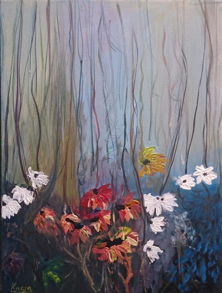 Flowers in the forest - Acryilic on canvas by Andrea Kucza Andipainting