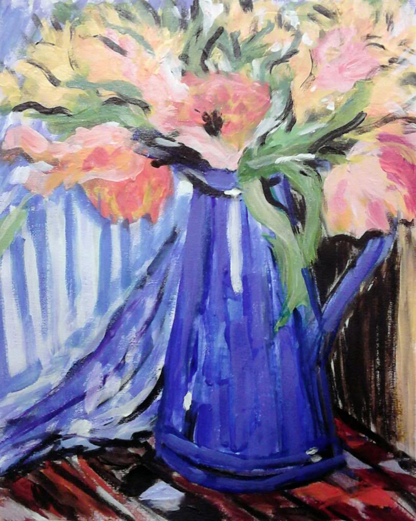Flowers in vase - Acryilic on canvas by Andrea Kucza Andipainting