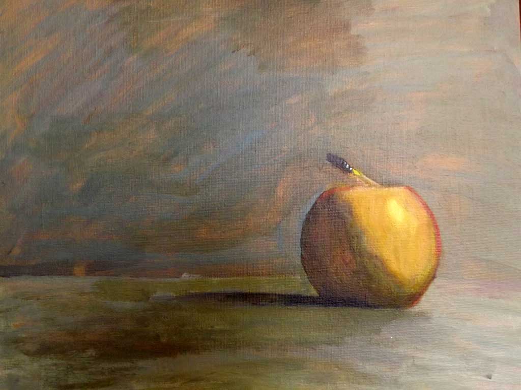 Still life with apple - Acryilic on canvas by Andipainting