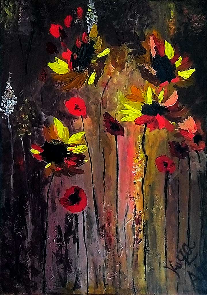 Fire Blossom - Acryilic on canvas by Andipainting